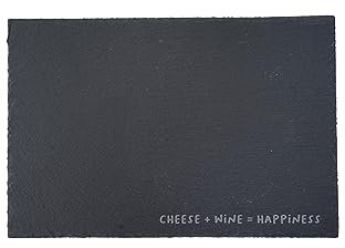 CGB Giftware | Rectangular Slate Cheese Board | Slogan - Cheese + Wine = Happiness | Gift Boxed | Serveware | Loft Gifts | GB07680