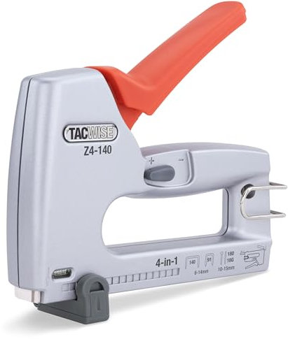 TACWISE 1747 Z4-140 Graffatrice/Chiodatrice 4 in 1 Professionale in Metallo, Utilizza Punti Tipo 140 e 91, Chiodi Tipo 18G e Chiodi senza Testa 180