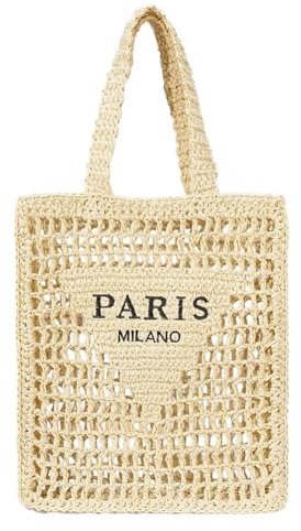 GSenhui Strohtasche Stroh Handtasche Mesh Strandtasche Beach Bag Faltbare Leichte Basttaschen Damen Sommer, Umhängetasche Straw Bag Hollow Shoulder Bag für Strand Reisen