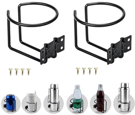 2 Stück Auto Becherhalter, Boot Ring Getränkehalter Edelstahl Becherhalter Zahnbürstenbecher Halter, Generisch Getränkehalter für Startseite Waschraum Schiff Yacht Wohnwagen Traktor Bars, Schwarz