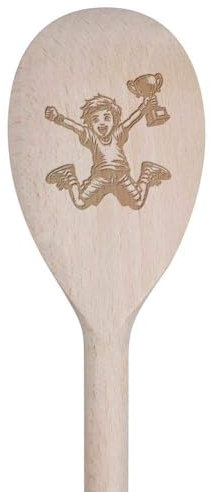 Azeeda 30cm 'Boy with Trophy' Wooden Cooking Spoon (SO00022879)