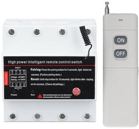 Interruptor Remoto Inalámbrico Trifásico AC380V, Interruptor de Alimentación Inteligente, Control de Larga Distancia de 3000 M, Interruptor de Control Remoto para Bomba Motor
