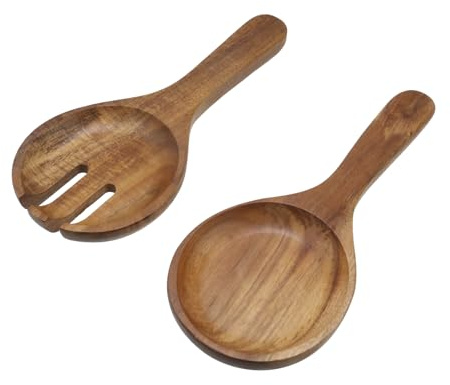 Pastlla Large Wooden Salad Tongs Wood Salad Servers Serving Spoons Salad Serving Utensils Salad Spoon and Fork Set for Serving Salad Mixes Kitchen Cooking Utensil, Set of 2