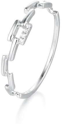 Skcess 9 Karat Weißgold Ringe Weiß Moissanit Runden, Wedding Ring Geometrie Ringe Frauen Größe 49 (15.6)