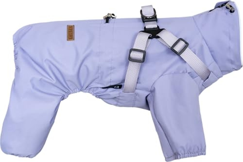BT Bear Hundegeschirr Regenmantel, Verstellbare 4-Bein-Hundejacke mit Geschirr Reflektierender Overall Wasserdichter Mantel für Kleine Hunde, Lila L