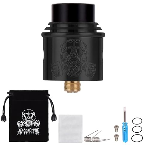 Wolfteeth RDA Clone Apocalypse, Dripping Atomiseur Double Bobine, Trou d'air réglable, Acier Inoxydable Noir 121307