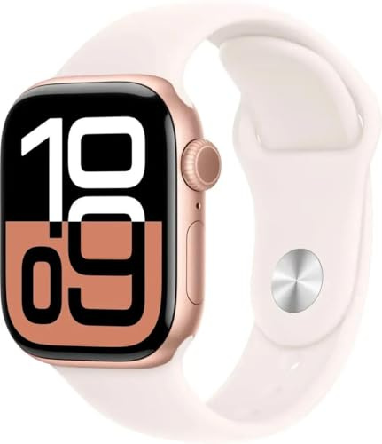 Apple Watch Series 10 [GPS + Cellular, 42mm] - Rose Gold Aluminum Case with Light Blush Sport Band, S/M (Renewed)