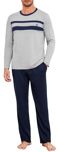 Marvmys Pyjama Homme Hiver Chaud Coton Col Rond Ensemble Pajama à Manches Longues Vêtements De Nuit Deux Pièces Confortable Doux S-3XL