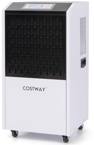 COSTWAY 118L Deumidificatore Commerciale con Tubo di Scarico, Deumidificatore Industriale con Timer 24H e 4 Ruote, per Scantinati Magazzini e Grandi Spazi Fino a 790㎡ (Bianco)