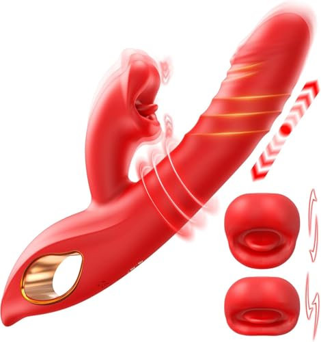 Dildo Vibrator Sex Spielzeug für die Frau, G Punkt Vibration für Frauen mit 10 Vibrations & 5 Lutschen & Stoßenmodi 4 in 1 Vibratorensets für Frauen Klitoris Stimulator, Sex Toys für Damen Paare