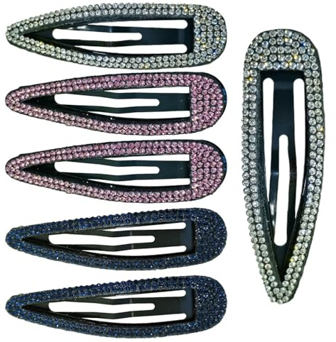 6 Stück Funkelnde Strass Haarspangen Set, Elegante Metall Snap Haarspangen mit Kristall Details Glamouröse Entenschnabel Pins für Frauen Mädchen Stilvolle Haarschmuck