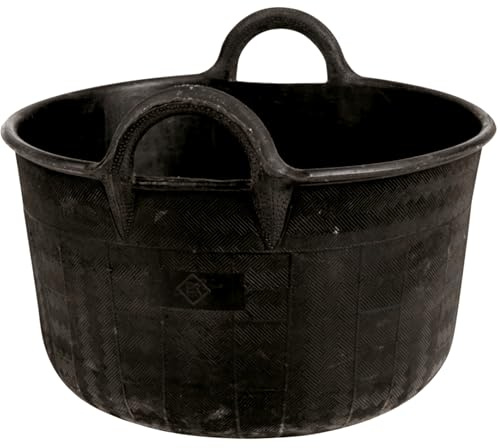 Bricoloco Espuerta Carbonera de goma caucho reciclado 30 litros. Capazo de goma con dos asas para transporte y almacenamiento del carbón -altura 260 mm y boca de 450 mm (1)