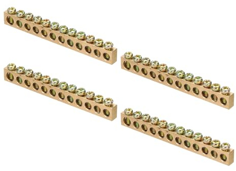 QUARKZMAN 4 Stück 12 Positionen Klemmleisten, Erdungs-Sammelschiene Kupfer Drahtverbinder Schraubklemmenblock für elektrische Geräte