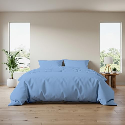 EverSoft Bedding 3pcs 100% Brushed Cotton Thermal Flannelette Double Duvet Cover Set with Pillowcases Soft Warm Luxury Flannel Duvet Cover for Double Bed (200x200 CM Duvet, 50x75 CM Pillowcases)