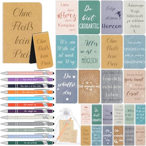 Tenare 12 Sets Kleine Inspirierend Abschiedsgeschenk für Kollegen, Vintage | Motivierende Notizblöcke, Kugelschreiber mit Spruch, Magnetische Lesezeichen, Dankeschön Geschenke für Lehrer Schulanfang