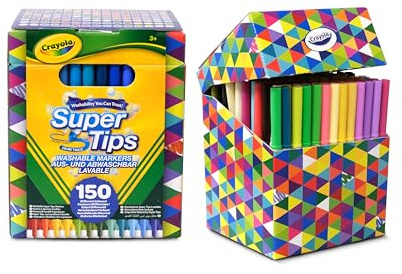 CRAYOLA Super Tips - 150 Marker für Erwachsene, 150 verschiedene Farbtöne, Konische Spitze, Ideal zum Beschriften und Ausmalen, Abwaschbar, für Schule und Lehrer, 58-5152 | Packung mit 150 Filzstiften in verschiedenen Farben, ab 3 Jahren