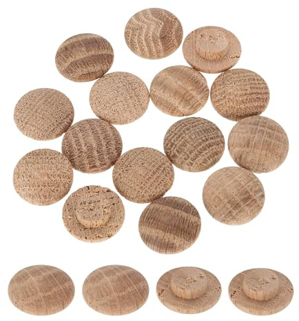sourcing map Holzknopfstopfen, 10 mm, Hartholz, Schraubenloch, Pilz, Holzkappen, Knöpfe, Eichenholzstopfen für Möbel, Holzbearbeitung, Handwerk, Dekor (18 mm x 10 mm), 40 Stück