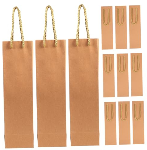 SHERCHPRY 12stücke Kraftpapier-weinflaschentüten Einzeln Verpackt mit Henkel Biologisch Abbaubar Geschenktasche für Weinflasche