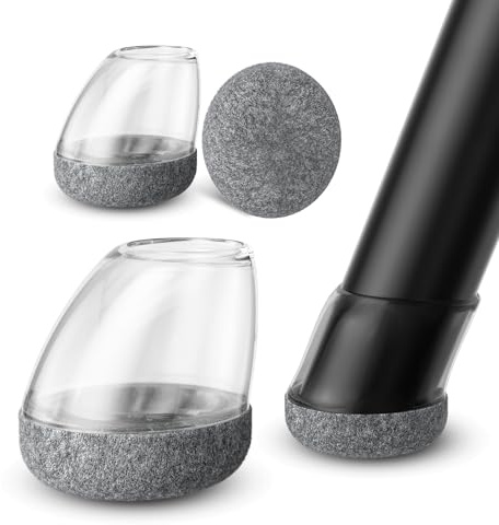 MAYZOLOP 16Pcs Chair Leg Floor Protectors, Chair Leg Caps - 14-20mm Round Silicone Furniture Pads for Tilted Legs (15°-25°), Hardwood Floor Protectors with Felt, Noise Reduction, Scratch Prevention