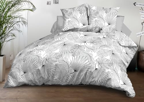 Parure Drap Plat + Drap-Housse 140x190 + 2 Taies - Microfibre - Olinda Gris