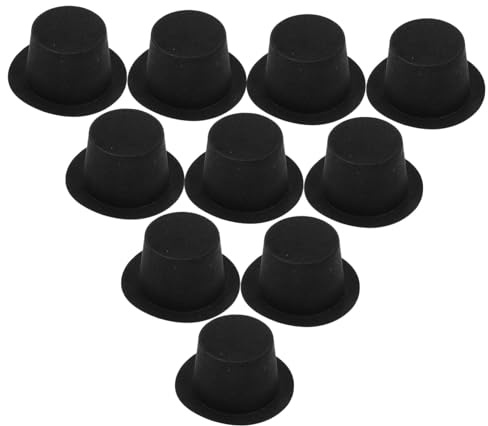 WOONEKY 10 Stück Mini Weihnachtsmützen aus Kunststoff Kleine DIY Schneemann Hüte Schwarze Mini Hüte für Weihnachtsdeko Bastelprojekte und Festliche Fotorequisiten