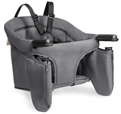 hauck Fix N Sit Siege de Table Bebe – Chaise Pliante Enfant avec Harnais 5 Points, Rangement Intégré, Léger & Compact, Installation Facile, dès 6 Mois jusqu’à 15 kg, Noir