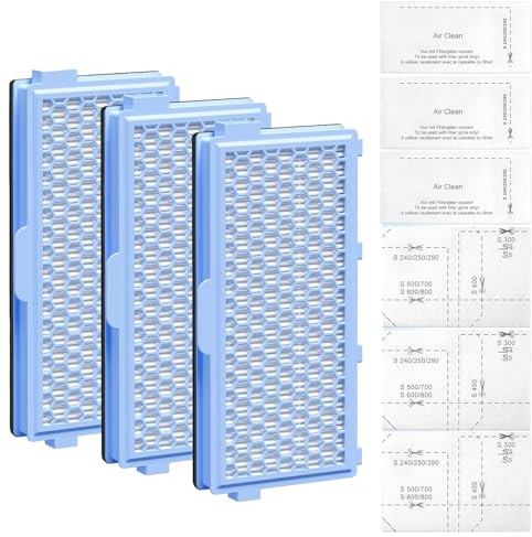 3 HEPA Filter für Miele Compact C1 C2 Complete C2 C3 Ersatzfilter | ink 3 Motorschutzfilter & 3 Abluftfilter, für S8340 S8360 S4000 S5000 S6000 S8000 Serie
