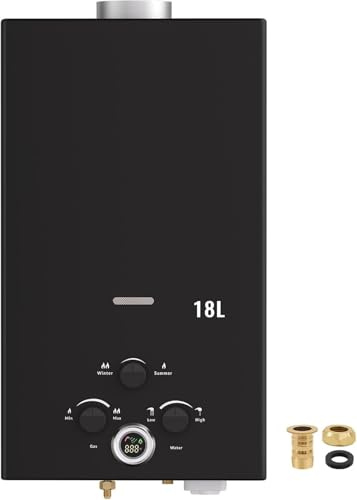 Calentador de agua a gas tankless, 18 litros, butano/propano, 12 kW, blanco [clase energética A+] blanco
