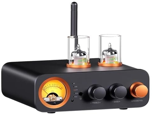 Amplificatore valvolare integrato, amplificatore audio stereo domestico a 2 canali, amplificatore valvolare ibrido stereo integrato, con telecomando e tubi a vuoto, ingresso Bluetooth/USB/opzi