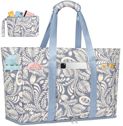 LUROON Bolsa Playa Grande XXL Familiar con Cremallera Impermeable Bolso de Playa Mujer Plegable Shopper Bolso Playa Mujer para Viaje Compras 50 * 35 * 20cm