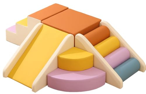HTRY Blocs d'escalade, Jeu De Motricité Enfant, Structure d'escalade Antidérapante, Coton Perlé Haute Densité, Revêtement en PU Résistant Aux Rayures, Ensemble De Jeux Souples (Color:Ensemble C)