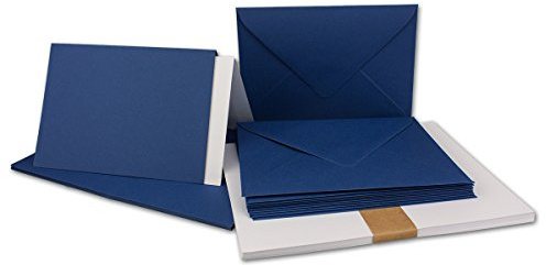 25x Faltkarten SET DIN A6/C6 mit Brief-Umschlägen in Dunkelblau/Nachtblau - inklusive Einleger - 14,8 x 10,5 cm - Premium Qualität - FarbenFroh