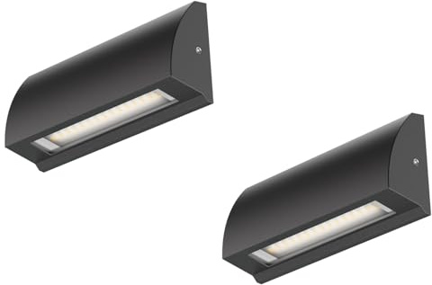 ledscom.de 2x LED Wandleuchte/Treppenlicht SEGIN für außen, IP54, flach, Downlight, schwarz matt, eckig, 3,8 W, 265lm, warmweiß