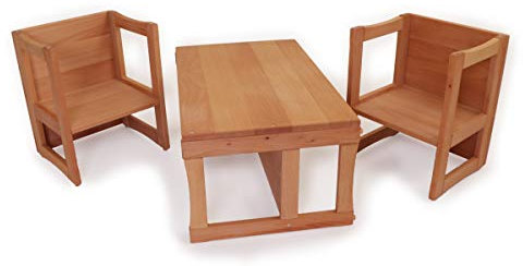 Holzspielzeug Peitz Stapelbar Kinder-Wende-Möbel-Set | Bank | 2 Stühle | Regalsystem 8039