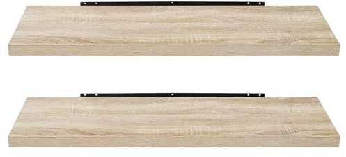 EUGAD Étagère Murale Lot de 2 étagères tablettes Style Moderne en Bois,80x22,9x3,8cm Sonoma Chêne 0046QJ-2