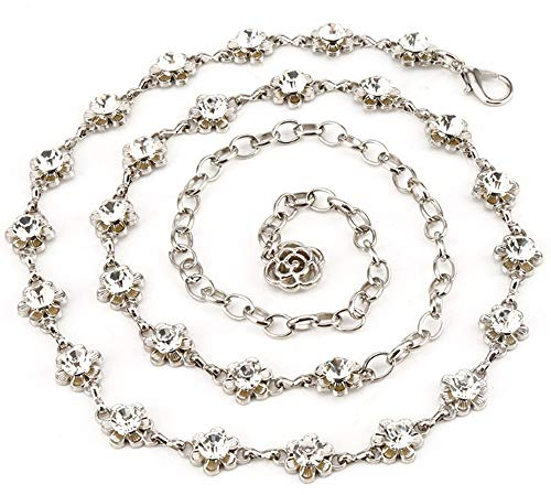MEGAUK Damen Bling-Bling Strass Brautgürtel Kettengürtel Taillengürtel Hüftgurt Strassbrautgürtel Metall Kette Gürtel - Ideal für Kleid Hochzeit Party Brautjungfernkleider