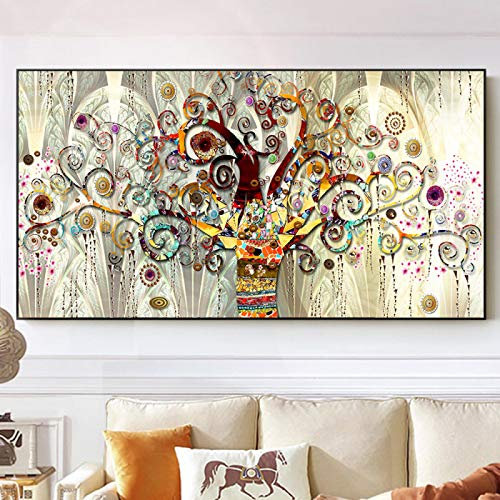 ZYHFBHFBH Albero della Vita Quadri Astratti su Tela Poster e Stampe scandinave Gustav Klimt Famoso Dipinto Decorazioni per Quadri Moderni 80x120 cm (31x47) Senza Cornice