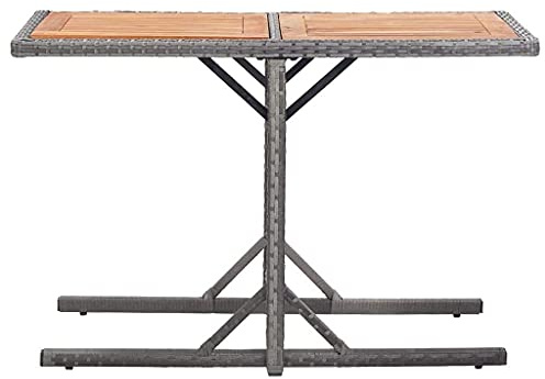 (Blitzlie ferung) Garten-Esstisch | Gartentisch | Tischplatte aus Glas | Terassentisch | Holztischplatte | Gartenmöbel | Außenterrassentisch | Gartentisch Anthrazit Poly Rattan und Massivholz Akazie