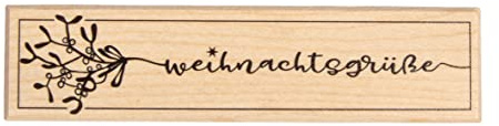 Rayher Stempel Holz Weihnachtsgrüße, 3 x 12 cm, Textstempel Holz, Holzstempel, Weihnachtsstempel, Butterer Stempel, 29244000, Natur