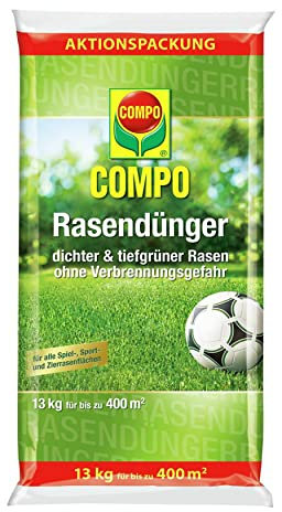 COMPO Rasendünger, Dünger mit 2-3 Monaten Langzeitwirkung, Feingranulat, 13 kg, 400 m²