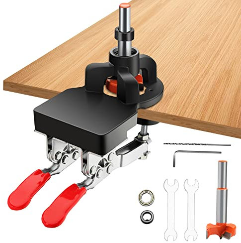 35mm Scharnier Bohrschablone,Verdeckte Scharnierlehre Boring Jig Türbohrlochschablon Lochsäge Bohranleitung Locator, Scharnier Bohrvorrichtungs Set für Holzbearbeitung DIY Werkzeug