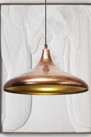 bamyum Vintage Handgemalte Hängelampe | Champion | Ø 35 cm Metall Küchenlampe Hängend Metall Pendelleuchte Wohnzimmer Lampenschirm Hängelampe Esstisch Wohnzimmerlampe