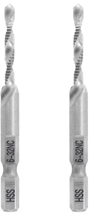 Bonsicoky Lot de 2 forets 6-32 NC combinés pour tarauds et forets, multi-usages, argent