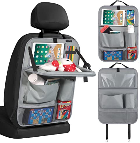 LUCMO Auto Rückenlehnenschutz, Autositz Organizer, Rücksitz Organizer mit Tablet/Telefon Aufbewahrung, Wasserdicht Multifunktionale Auto Aufbewahrungstasche kinder