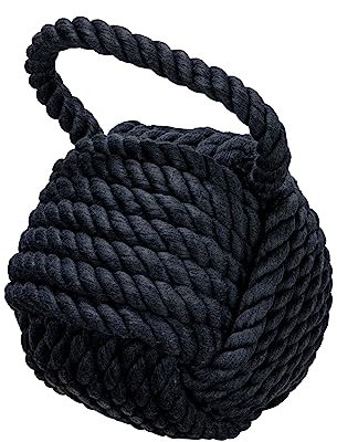 Nautical Rope Knot Decorative Cotton Door Stop, Black