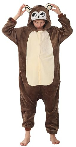 WOYASIM Flannel Costume Onesie Kids Halloween Easter Animal Cosplay for Girls Boys One Piece Monkey 140