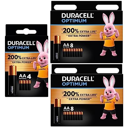 20 x Duracell AA Optimum (1 Blister mit 4 Batterien + 2 Blister mit je 8 Batterien) 20 Batterien (MX1500/Stilo/Mignon)