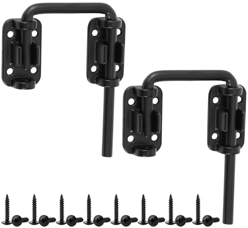 Hicarer 2 Pcs Sliding Door Lock Patio Door Latch Safe Secure Drop in Lock for Sliding Glass Patio French Door Security Latch (Black,2 in)