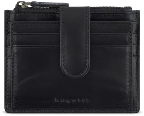 bugatti Remo kleines Portemonnaie mit RFID-Schutz, Mini-Geldbörse aus Leder in schwarz