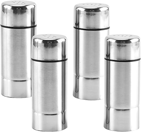 4Pcs Salt and Pepper Shaker, Salt and Pepper Pots Stainless Steel Salt and Pepper Sets Pepper Shaker, Salt Shaker, Seasoning Shakers Salt Pepper Shakers for Home Kitchen BBQ Restaurant